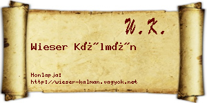 Wieser Kálmán névjegykártya